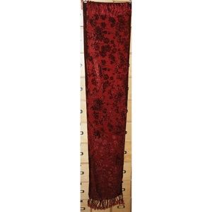 Burgundy Flocked 60" Scarf with Floral Motif